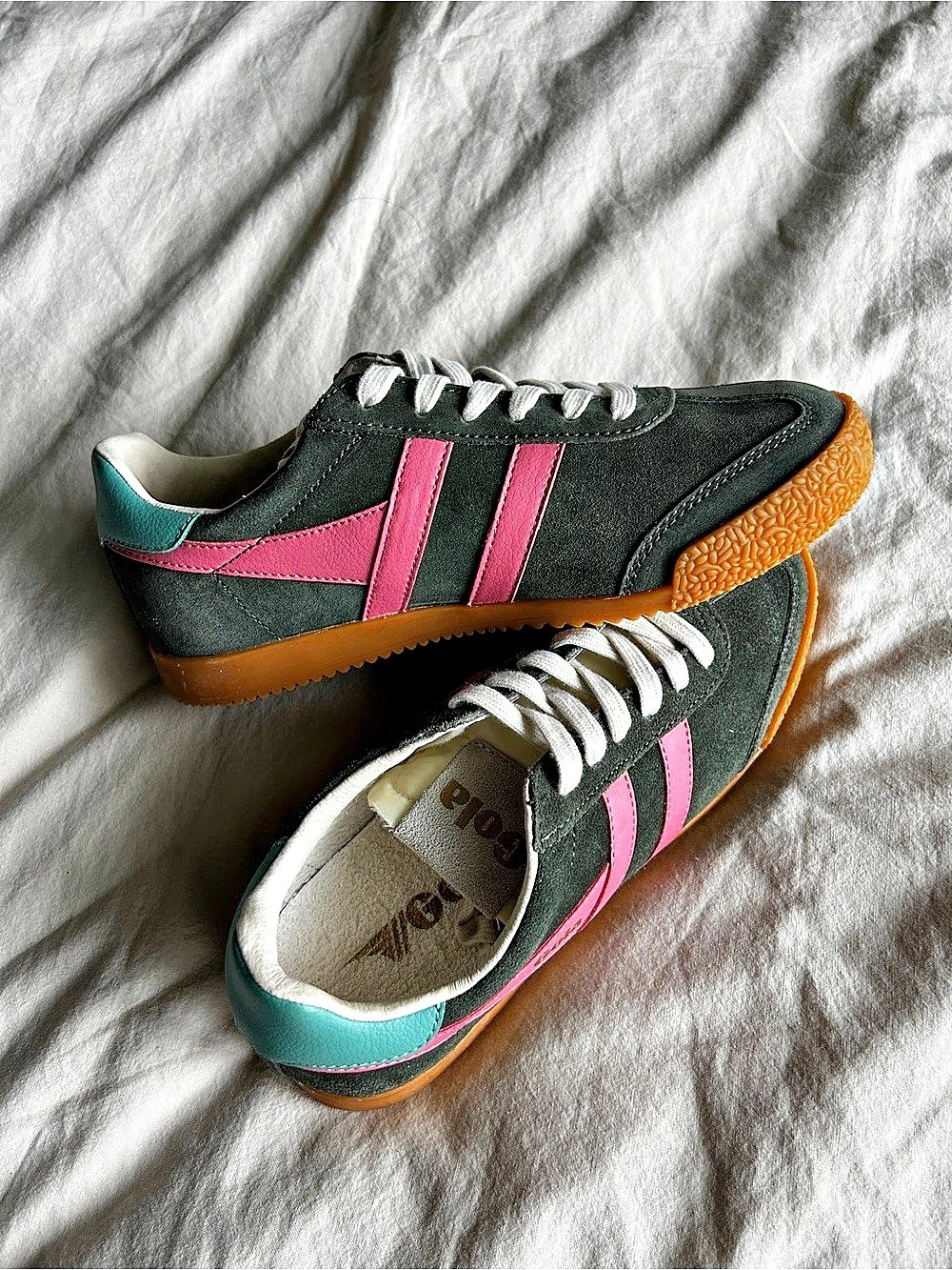 Gola Elan Suede Sneakers green & Pink US 6
